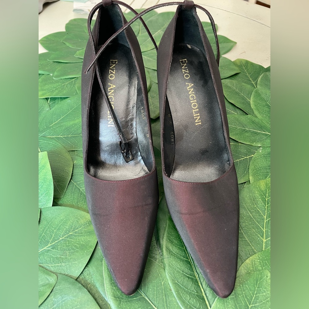 Enzo Angiolini Silk Ankle Strap Evening Shoes, brownish burgundy Color